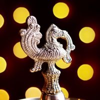 Lampe à huile Mayur en laiton doré artisanal, style Inde du Sud, pour Puja, sans rouille, qualité supérieure, décoration BOL-424