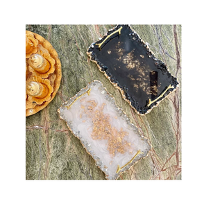 Plateau de service en résine époxy pour viande légumes fromage et plateau de service avec bord en laiton à des prix raisonnables - Product Image 3