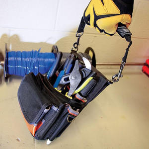 Pochette à outils pour électricien en tissu balistique haute résistance |   Holster de ceinture à 9 poches avec fond renforcé et sangle adhésive - Product Image 6