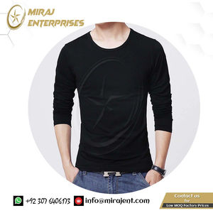 T-shirt mince à manches longues pour hommes de haute qualité Pure Ringer Color avec O Neck Wholesale OEM Tricoté Tissu T-Shirt - Product Image 2