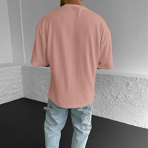 เสื้อยืดผู้ชายคุณภาพสูงสำหรับฤดูร้อนดีไซน์ไหล่ทรงโอเวอร์ไซส์กางเกงขาสั้นผ้าคอตตอนไซส์ใหญ่พิเศษโลโก้ตามสั่งเสื้อผ้าแฟชั่นล่าสุด - Product Image 2