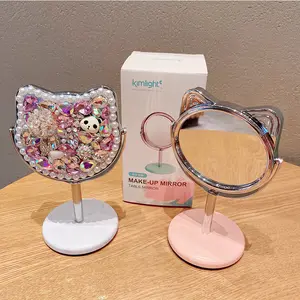 Portable Small Makeup Mirror Glitter Cute Princess Mirror 1 Piece Square Beauty Tools Cosmetic Mirrors