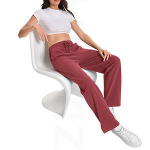 Pantalons de survêtement évasés tendance, de haute qualité, avec cordon de serrage à la taille, couleur unie, pour femmes - Product Image 5