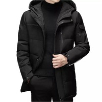 Chaqueta de poliéster a prueba de viento para hombre, abrigo de plumón de longitud media con capucha, ropa para invierno