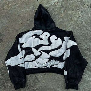 เสื้อฮู้ดลาย3D สไตล์ฮิปฮอปหรูหราโลโก้พิมพ์ลายตัวอักษรพิมพ์โฟมพิมพ์ลาย DTG มีซิปรูด - Product Image 5