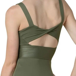 Justaucorps sans manches vert olive pour femme, en spandex, tenue de danse, combinaison d'entraînement, vêtements de scène, vêtements de danse pour adultes - Product Image 3