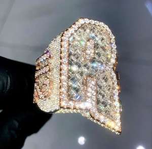 10.00Ct Hip Hop VVS Moissanite Iced Out Round & Baguette Cut Diamond Jewelry Bague d'anniversaire pour homme en argent sterling 925 - Product Image 6