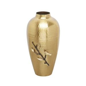 Florero artesanal de latón dorado con forma de Matka con acabado martillado y diseño floral para la decoración del hogar y la Oficina - Product Image 5