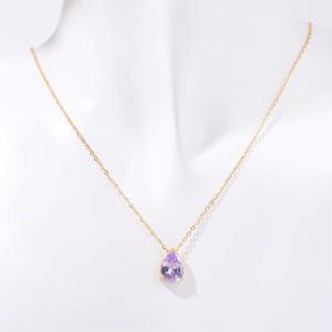 Pear Shape Light Amethyst Birthstone Charm Pendant <b>Necklace</b> - 925 Sterling <b>Silver</b> Charms Jewelry - <b>Handmade</b> Pendant with Chain - Product Image 1