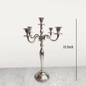 Candelabro de centro de mesa con acabado plateado de 5 brazos de alta calidad, candelabro de pilar de Metal de nuevo diseño, decoración del hogar - Product Image 4