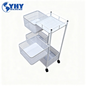 Chariot de rangement multi-niveaux <span class=keywords><strong>pas</strong></span> <span class=keywords><strong>cher</strong></span> avec roulettes, étagère métallique organisatrice pour la maison et la cuisine, gain de place - Product Image 2