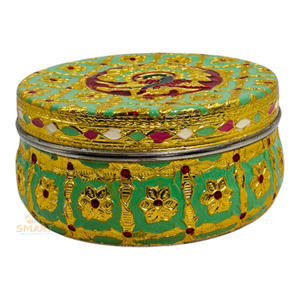 Vajilla Dibba de Acero Inoxidable con Baño de Oro y Técnica de Soldadura Meenakari, Moderna y Tradicional para Decoración del Hogar en Acción de Gracias - Product Image 3