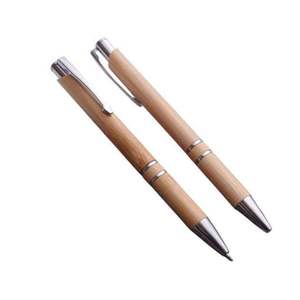 BAMBOOCLICK Premium Eco <b>Pen</b> Natural Bamboo Body with <b>Silver</b> Metal Accents Sustainable Click Action Writing Tool - Product Image 1