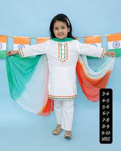 Conjuntos de ropa de algodón étnico indio tradicional para niños, pijama Kurta Formal, bandera tricolor de Tiranga PARA LA República DE LA Independencia DE LA India - Product Image 5