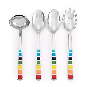 Cucharas de servicio de acero inoxidable de alta calidad con mango multicolor Juego de cubiertos Royal de aspecto moderno para restaurante Boda Hogar - Product Image 1