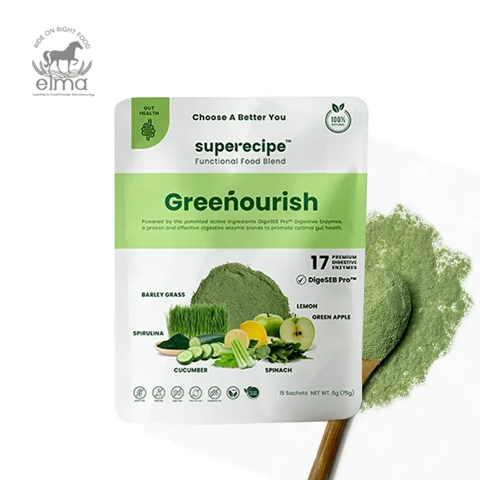 GreeNourish Mezcla de Alimentos Funcional 15 Sobres por Paquete Suplemento Verdes y Frutas en Polvo