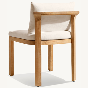 Silla individual sin brazos de madera de teca con estilo moderno, adecuada para uso en jardín o para restaurantes al aire libre. - Product Image 6