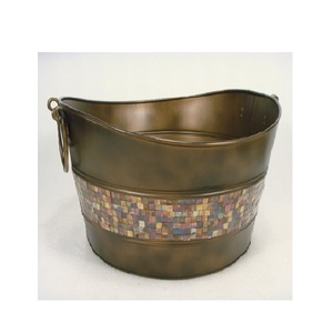 <b>Red</b> & Yellow Painted Stainless Steel Beverage Tub With Handle For Ice Storage Drinking Home Bar Garden Decorative Beverage Tub - Product Image 4