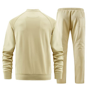 Ensemble de survêtement pour homme en coton de haute qualité, manches longues, décontracté, fermeture éclair intégrale, course à pied, sport, en poly, pour homme - Product Image 2