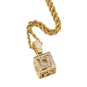 สร้อยคอฮิปฮอปสีเงินสเตอริ่ง925ของผู้ชายตัดจี้ลูกบาศก์เพทายสีทองน่ารักสไตล์แฟชั่นจี้เสน่ห์ - Product Image 5