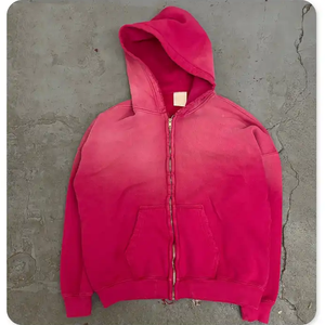 เสื้อฮู้ดกันหนาวแบบมีซิปมีฮู้ดกระเป๋าผ้าฟลีซสองชั้นวินเทจ - Product Image 4