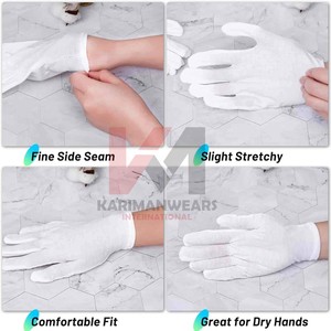 Guantes de Seguridad Unisex de Algodón y Poliéster Blanco, Transpirables, Protección para las Manos para Jardinería, Trabajo en Almacenes y Uso en la Cocina - Product Image 5
