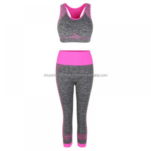 Customized Women Sports Workout Yoga <b>Leggings</b> Two Piece Sets Free Sports Bra & High Waist Pants Custom Style Oem - Product Image 1