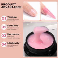 Gel Pembangun Kuku UV Bebas Hema Grosir OEM ODM 30g Gel Keras Pembangun Kuku Self-Leveling Bebas Hema untuk Salon Kuku