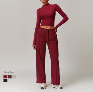 Vêtements de jogging pour femmes taille haute minceur survêtement manches longues pantalons de sport course Fitness ensembles de vêtements de sport pour les femmes - Product Image 1