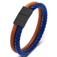 Bracelets classiques en corde de cuir avec logo personnalisé Bracelets en cuir tressés à la main avec fermoir magnétique double couleur pour hommes et femmes