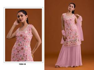 Costume Sharara en fausse fourrure parfaite pour adultes, robe semi-cousue, broderie lourde, travaux multifils, fêtes traditionnelles - Product Image 3