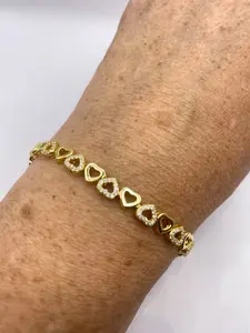 Bracelet tennis cœur pour femme en diamant de laboratoire 5 carats, argent sterling plaqué or, style vintage, pour anniversaire et fiançailles - Product Image 2