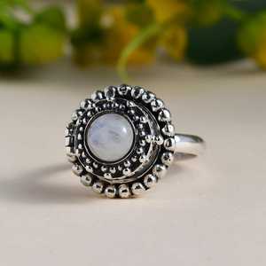 Premium Poisoner <b>Moonstone</b> Ring For Women 925 Sterling Silver Antique <b>Jewelry</b> Handmade Round Gemstone Engagement Ring - Product Image 2