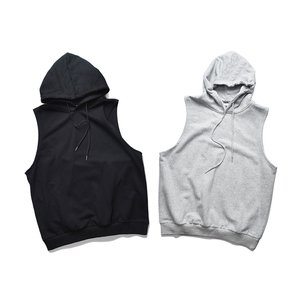 Sudadera con capucha de entrenamiento de gimnasio personalizada para mujer Sudadera de algodón con lavado ácido con diseño sin mangas y decoración de insignias - Product Image 1