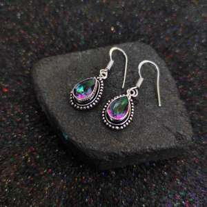 Wholesale Women's Handmade Sterling Silver Drop <b>Earrings</b> Small Mystic Topaz Quartz Gemstones Pearl Gold Plated-Factory Price - Product Image 6