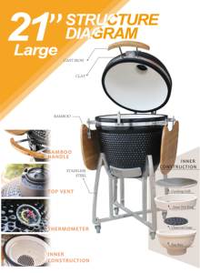 Kimstone Modèles explosifs 21 pouces Kamado Bbq <span class=keywords><strong>Grill</strong></span> <span class=keywords><strong>Fumoir</strong></span> à charbon de bois Machine à griller Keramik Asadores pour la cuisine en plein air - Product Image 3