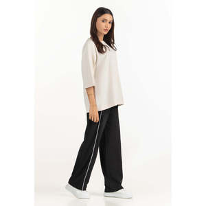 Camiseta Oversize de Mujer con Hombros Caídos, de Algodón Jersey, Cuello Redondo, Ajuste Holgado, Transpirable, Top Casual de Color Liso para Verano con Remaches - Product Image 4