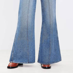 Haute qualité personnalisable femmes taille XL pantalon évasé respirant Premium toile jean couleurs personnalisées plat décontracté pour l'hiver - Product Image 4