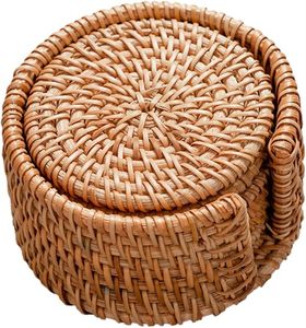 Ensemble de 8 sous-verres en rotin écologiques Design simple Vaisselle décorative en bois naturel servant des outils pour fruits et légumes à la maison - Product Image 2