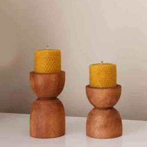 Porte-bougie décoratif en bois de manguier pour la décoration de mariage - Product Image 3