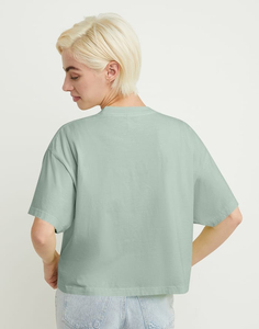Camiseta recortada elegante para mujer, venta al por mayor, Camiseta ajustada de talla grande con lavado ácido, hombros caídos, camiseta Premium de peso pesado, Tops cortos para mujer - Product Image 3