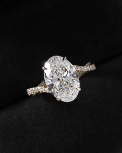 12X8mm Oval Cut Moissanite Engagement <b>Ring</b> <b>Solitaire</b> Pave 925 Sterling <b>Silver</b> Design OAB-169M - Product Image 1