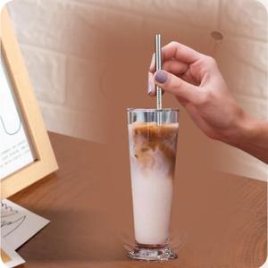 Juego de Pajitas Reutilizables de Acero Inoxidable, Retorcidas, Rectas y Curvas, con Cepillo de Limpieza, Duraderas, Ecológicas, para Uso en Bares - Product Image 2