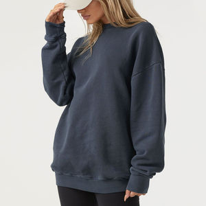 Sweat-shirt décontracté pour femme en molleton bouclette imprimé sur le devant, à épaules tombantes et col rond, 100 % coton, doublure hiver, anti-rétrécissement - Product Image 2