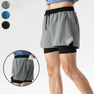 Men's High Street Comfort Customized Logo Color Double <b>Layer</b> Designer Mesh Shorts Summer Sublimation Solid Custom Blank Short - Product Image 1