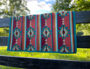 Couverture/coussin de selle en laine multicolore de conception néo-zélandaise faite à la main pour chevaux Top laine pour les spectacles occidentaux - Product Image 3