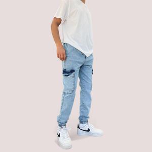 Jeans décontractés pour hommes personnalisés en gros Jeans baggy uni en denim bleu Jeans surdimensionnés pour hommes Regular Fit Wash Cargo Denim avec poche - Product Image 4
