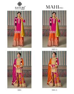 Costume de mariage exclusif en soie Chinon brodé multicolore avec Choli Salwar Kameez pour adultes - Product Image 4