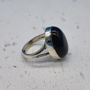 Bague de déclaration de style bohème en argent sterling 925 Onyx noir avec diamant à la mode bande fendue bijoux de mariage anneaux en gros - Product Image 2