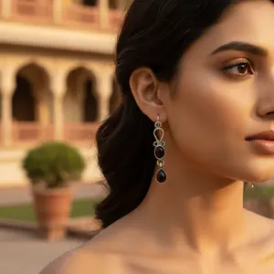 Pendentif en argent sterling 925 avec onyx noir pour femme, design tendance, or rose, platine, pour mariages, fêtes, zircon chrétien - Product Image 1